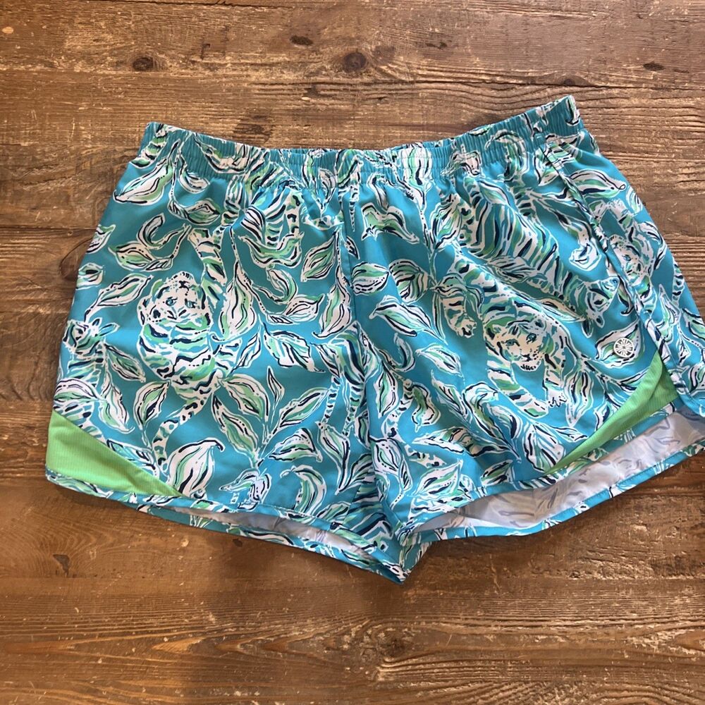 Lilly Pulitzer Luxletic Ocean Trail Shorts Turquoise Oasis Outta Line Women’s S